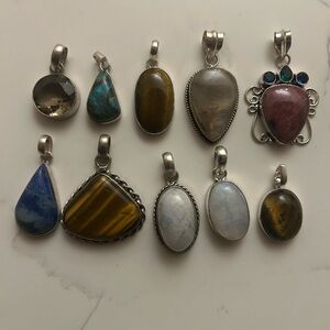 10 pendants with assorted gemstones (buyer gets all 10) $30 for 10 ($3 each)